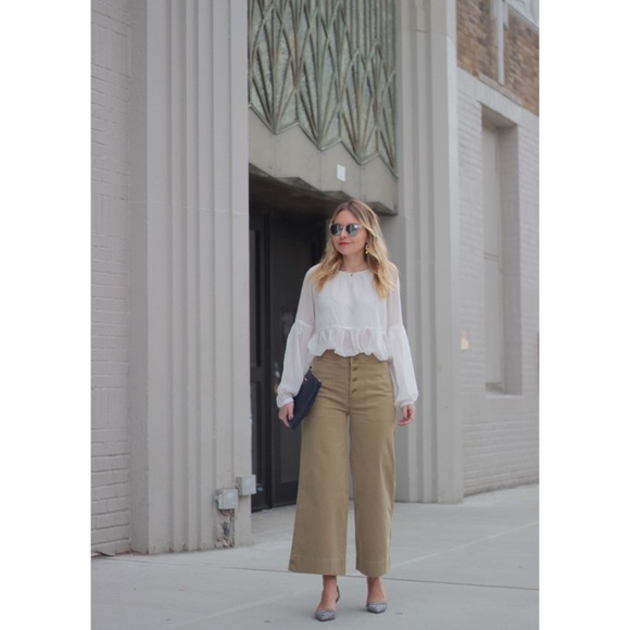 J. Crew Pants - J.Crew Tan High Rise Crop Wide Leg Chino Pants
